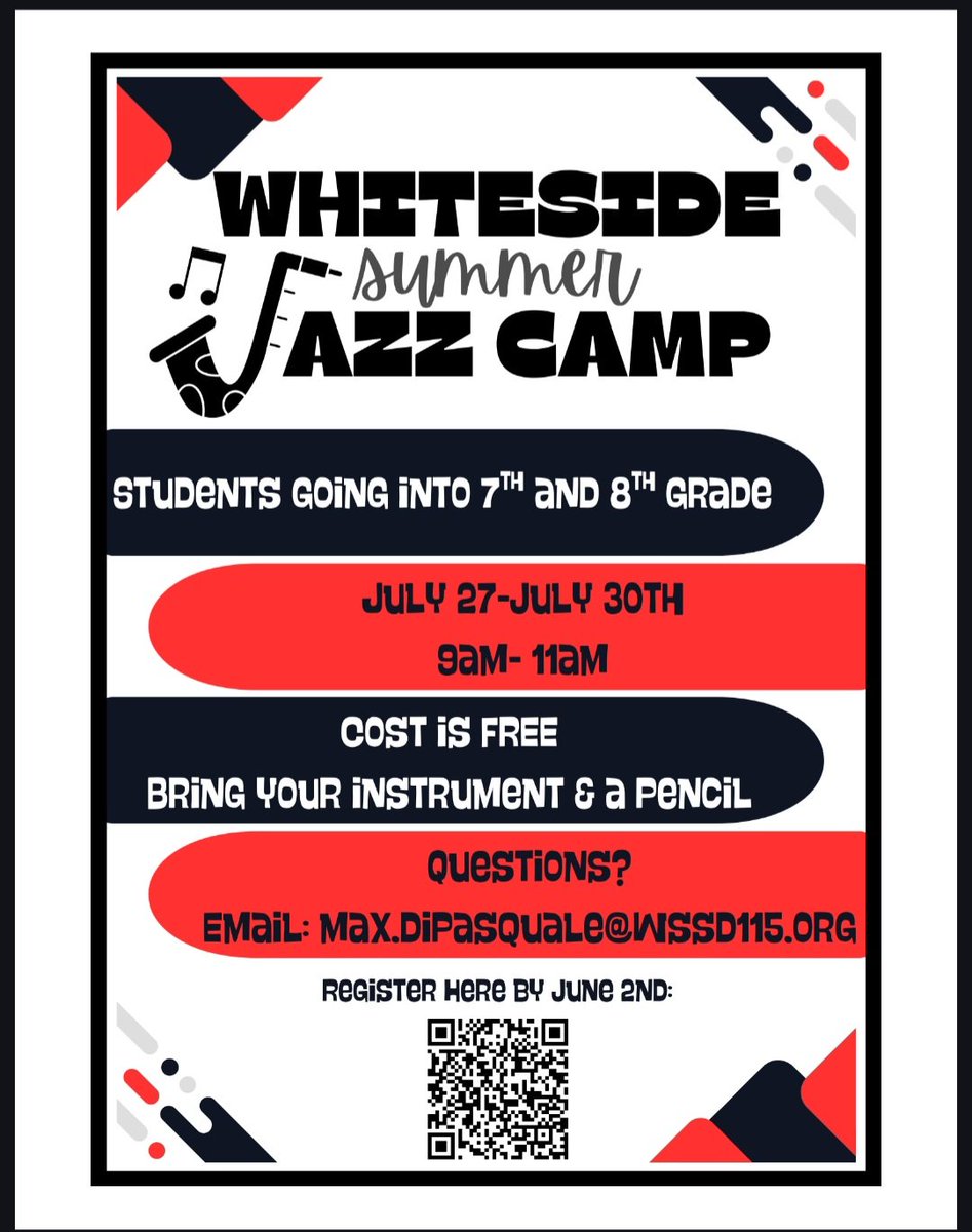 WSmiddle's tweet photo. This is a great opportunity for our band students who will be going into 7th and 8th grade in August.  Students must be registered in order to attend. https://t.co/uaR2CtNOKH