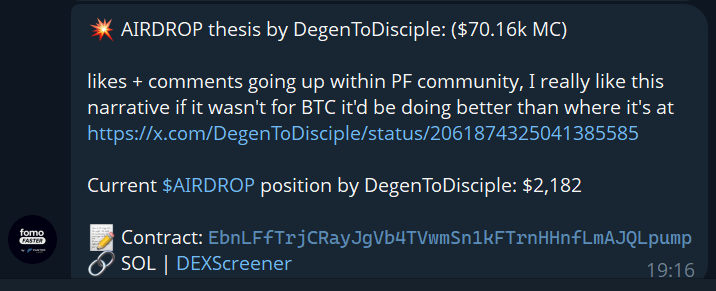 FOMOFASTER_BOT's tweet photo. This is why @DegenToDisciple is one of the best @fomo traders, unlike the other sellouts.

Where is the $AIRDROP?

EbnLFfTrjCRayJgVb4TVwmSn1kFTrnHHnfLmAJQLpump https://t.co/wy7b0g6sWI
