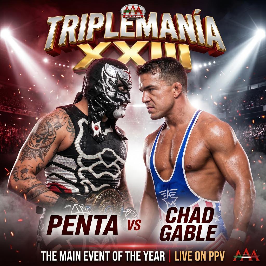 ProDynamicJL's tweet photo. TRIPLEMANIA XXlll

NIGHT ONE : PENTA v CHAD GABLE
(INTERCONTINENTAL CHAMPIONSHIP)

NIGHT TWO: DIRTY DOM v EL GRANDE
(AAA MEGA CHAMPIONSHIP) 

Would Undertake cook👀 https://t.co/hXKi9NaEMt