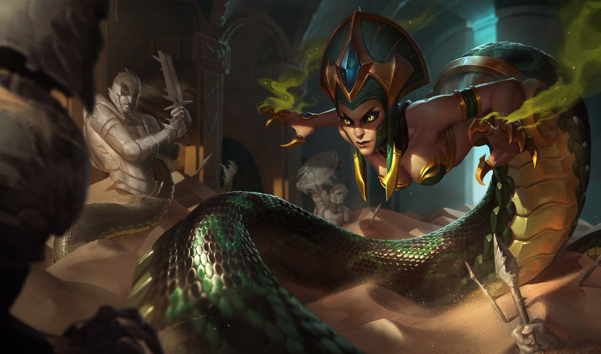 Spideraxe30's tweet photo. Cassiopeia change:
- E poison bonus damage reduced from 20-120 to 20 - 100
- E poison AP ratio increased from 55% to 65% https://t.co/2xwJi7mBIf