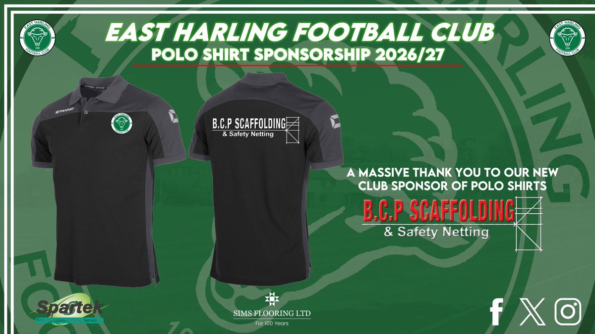 ehfc1920's tweet photo. Tonight we say a huge thank you and welcome aboard to B.C.P Scaffolding &amp; Safety Netting who have so kindly sponsored this years players Polo Shirts!
Ben sponsored games and players last year and we are delighted he has chose to help us again!
Thank you Ben 💚🔥💚🔥💚🔥 https://t.co/RAIWGtLclL