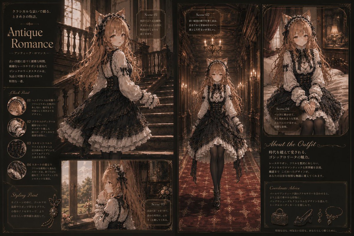 NobleClover's tweet photo. 『Clover』 Vol.1
Fictional visual magazine.
Gothic Lolita Issue.

#AIart #AIイラスト #オリジナルキャラクター https://t.co/UwbYj533ve
