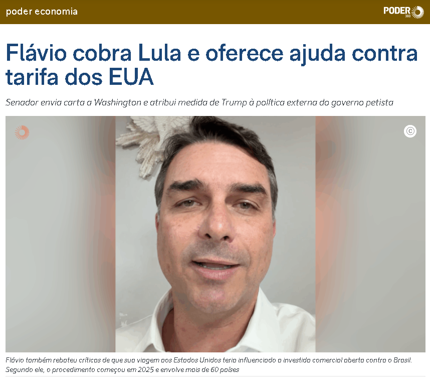 VictorZapataAdm's tweet photo. Lula claramente fez apologia à morte de Flávio Bolsonaro hoje; enquanto isso, Flávio se apresenta para seu concorrente como recurso diplomático para resolver uma crise PELO BRASIL. 

Lula, mesmo sentado na cadeira de presidente, com canais diplomáticos e instituições de Estado à sua disposição para ter boas relações com os EUA, não consegue. 

Precisa que seu concorrente no pleito eleitoral, um senador da República, se disponibilize para brigar pelos interesses do Brasil.

Flávio já é maior que Lula moralmente e diplomaticamente, sem faixa presidencial e sem assumir a presidência.