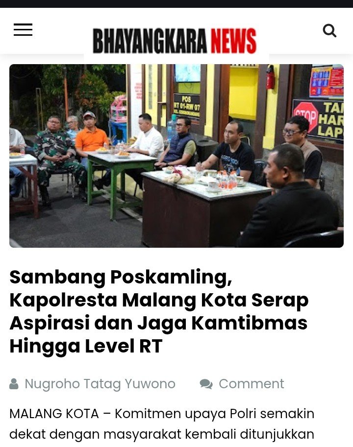 bnewsnet's tweet photo. Sambang Poskamling, Kapolresta Malang Kota Serap Aspirasi dan Jaga Kamtibmas Hingga Level RT https://t.co/5P4PjRMDbN