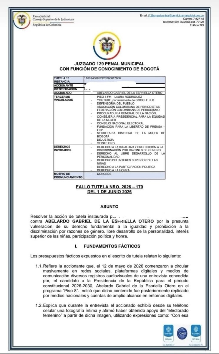 eravelasco's tweet photo. Por ACOSADOR Abelardo de la Espriella es OBLIGADO por un juez a ofrecer disculpas por vulnerar a la periodista Laura Rodríguez. 

Le tocó a la justicia explicarle a un candidato presidencial que acosar mujeres está mal. @IvanCepedaCast @aida_quilcue @PactoHistorico @PactoCol https://t.co/jVguoJuzpQ