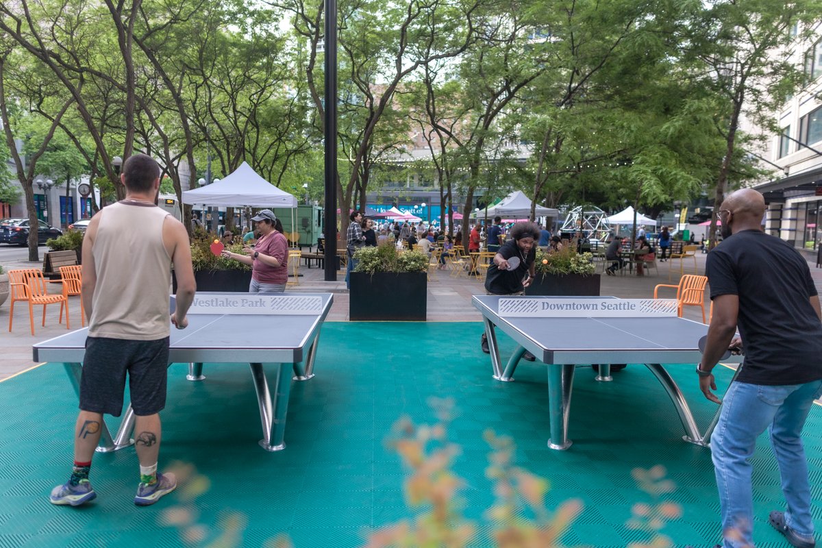 SeattleParks's tweet photo. Just in time for summer, downtown's beloved Westlake Park is back open!  We've added bollards for safety, repaired uneven pavement, made accessibility improvements to the stage, and more. 

Check out our pics from the ribbon cutting! 

Photo credit Jocelyn R.C. https://t.co/Daoe8JcTcr