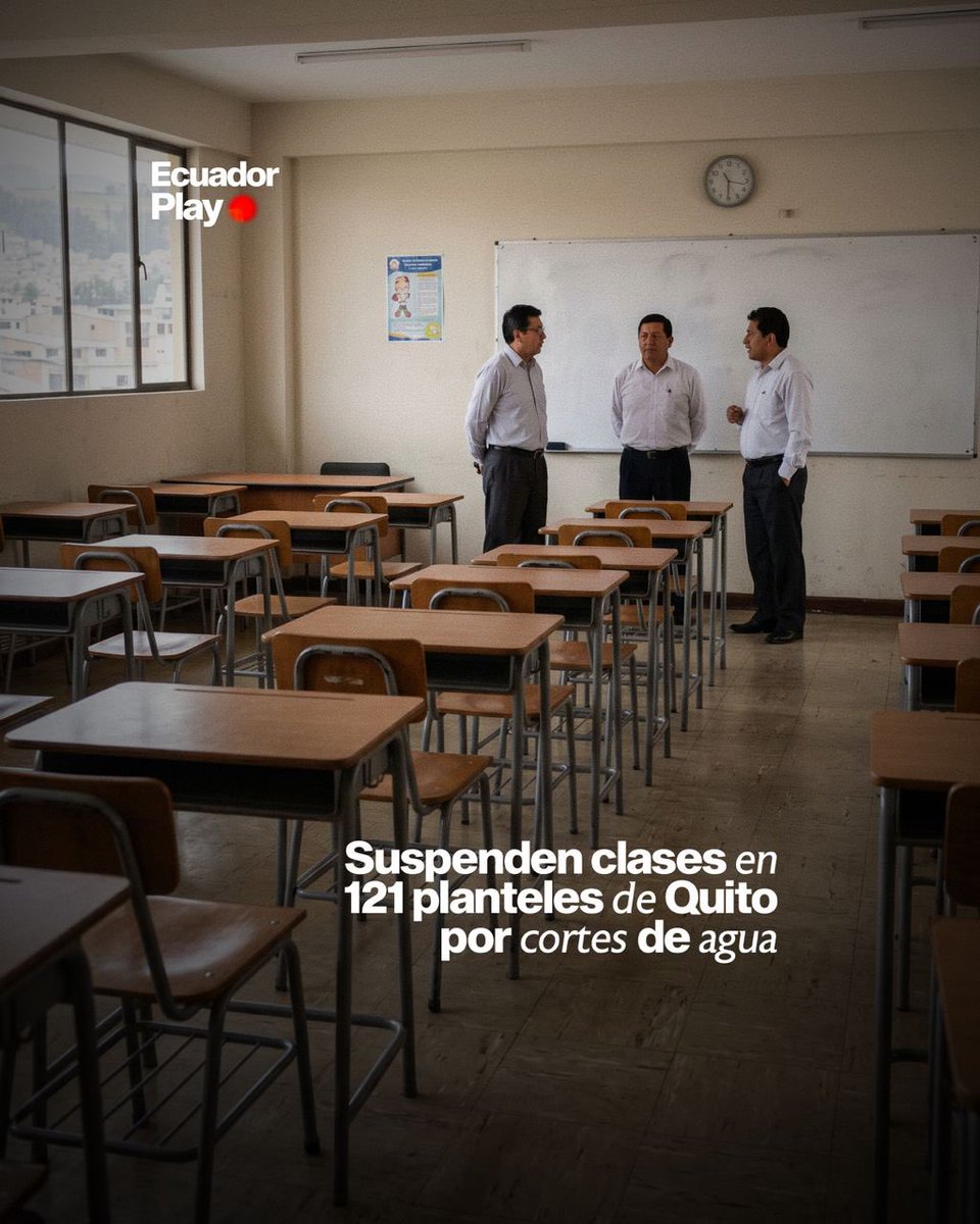 EcuadorPlay's tweet photo. 📢🚰 Suspensión de clases en Quito por masivos cortes de agua

Las clases presenciales fueron suspendidas en 121 instituciones educativas de Quito debido a las afectaciones provocadas por los cortes masivos de agua potable. La medida estará vigente entre el 2 y el 5 de junio.

🏫💧 La medida preventiva aplica para planteles ubicados en las parroquias de Alangasí, Amaguaña, Conocoto y Guangopolo.