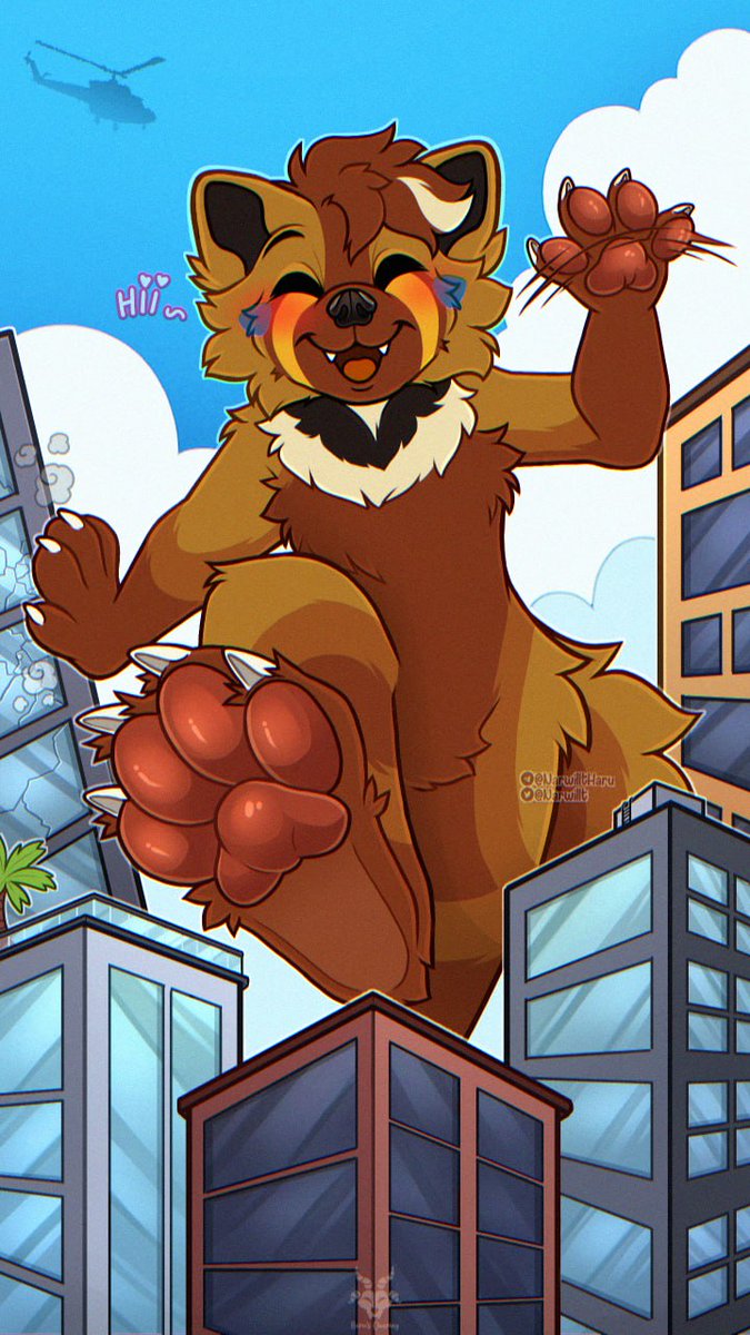 Narwillt's tweet photo. [CUTE DESTROYER YCH for Thunder] 

Hiii! ...Oh my!! I didn't see that Building!! OwO

💰:7️⃣5️⃣U S D 💥 Can be used as Lockscreen!

🌆 Complexity may affect the price! 💥 ANY gender/species

💌 Pm for a slot: @narwillt
#furry #furryart #macro #ych https://t.co/csQ37SouBA
