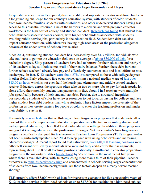 ALASEDU's tweet photo. ALAS stands in support of federal loan forgiveness for educators. 
Read more: https://t.co/iAm0xk6uRg
View a summary of the bill⬇️ https://t.co/zGJRsaBqMH
