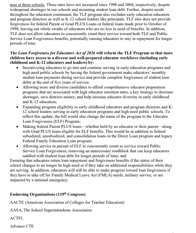 ALASEDU's tweet photo. ALAS stands in support of federal loan forgiveness for educators. 
Read more: https://t.co/iAm0xk6uRg
View a summary of the bill⬇️ https://t.co/zGJRsaBqMH