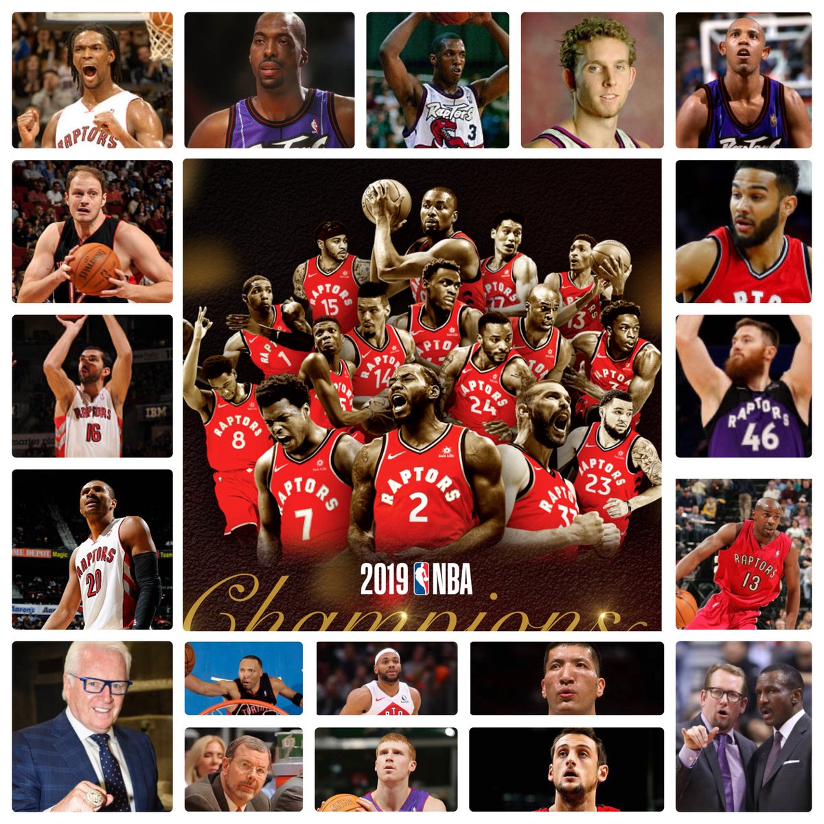 OmerOsman200's tweet photo. For the 18th straight season, a former Toronto Raptor and/or Canadian will be part of an NBA championship team. 

If the Spurs win this year, it will be the 5th consecutive season a Canadian player will win a championship. 

Here’s the full list of every ex-Raptors personnel and/or Canadian player that was part of an NBA Championship team since the Raptors’ inaugural season (1995-1996):

(Note: Players that have only played in the preseason as a Raptor/was signed to a training camp in any season, or played in the Raptors 905 have been asterisked.)

(I have also not included guys like James Wiseman, Alonzo Mourning, and Devean George, because, although they got traded to Toronto at some point in their respective careers, they have never once played or reported to the Raptors.)

(The ‘08 Celtics are the only championship team on this list that have no past/present Raptors till this day. It also did not have any Canadian players on their roster.)

1996 Bulls - 
🦖 John Salley
🇨🇦 Bill Wennington

1997 Bulls - 
🇨🇦 Bill Wennington

1998 Bulls - 
🇨🇦 Bill Wennington

1999 Spurs - 
🦖 *Brandon D. Williams (*preseason)

2000 Lakers - 
🦖 John Salley
🦖🇨🇦 Alex McKechnie 
🇨🇦 Rick Fox 

2001 Lakers - 
🦖 Greg Foster
🦖🇨🇦 Alex McKechnie 
🇨🇦 Rick Fox

2002 Lakers - 
🦖 Lindsey Hunter
🦖 Jelani McCoy
🦖🇨🇦 Alex McKechnie
🇨🇦 Rick Fox

2003 Spurs - 
🦖 Mengke Bateer
🦖 Kevin Willis
🦖 PJ Carlesimo

2004 Pistons - 
🦖 Chauncey Billups
🦖 Lindsey Hunter
🦖 Mike James
🦖 Corliss Williamson 

2005 Spurs - 
🦖 Linton Johnson
🦖 Sean Marks
🦖 Tony Massenburg
🦖 Rasho Nesterović
🦖 PJ Carlesimo

2006 Heat - 
🦖 Jason Kapono

2007 Spurs - 
🦖 Matt Bonner
🦖 PJ Carlesimo

2008 Celtics - 
(N/A)

2009 Lakers - 
🦖🇨🇦 Alex McKechnie

2010 Lakers - 
🦖🇨🇦 Alex McKechnie

2011 Mavericks - 
🦖 Shawn Marion
🦖 Peja Stojaković
🦖 Dwane Casey

2012 Heat - 
🦖 Chris Bosh
🇨🇦 Joel Anthony

2013 Heat - 
🦖 Chris Bosh
🇨🇦 Joel Anthony

2014 Spurs - 
🦖 Kawhi Leonard
🦖 Aron Baynes
🦖 Marco Belinelli
🦖 Matt Bonner
🦖 Austin Daye
🦖 Danny Green 
🦖🇨🇦 Cory Joseph
🦖 Sean Marks

2015 Warriors - 
🦖 Leandro Barbosa

2016 Cavaliers - 
🦖 Phil Handy
🇨🇦 Tristan Thompson

2017 Warriors - 
🦖 Patrick McCaw

2018 Warriors - 
🦖 Patrick McCaw
🦖🇨🇦 Chris Boucher (on a 2-way contract with the Warriors)

2019 Raptors - 
🏆

2020 Lakers - 
🦖 Danny Green
🦖 Phil Handy

2021 Bucks - 
🦖 Jordan Nwora
🦖 *Axel Toupane (*preseason) (on a 2-way contract with the Bucks)
🦖 PJ Tucker

2022 Warriors - 
🦖 Otto Porter Jr
🦖 **Gary Payton II (**Raptors 905) 
🇨🇦 Andrew Wiggins

2023 Nuggets - 
🦖 Bruce Brown
🦖 Popeye Jones
🇨🇦 Jamal Murray

2024 Celtics - 
🦖🇨🇦 Oshae Brissett
🦖 Svi Mykhailiuk

2025 Thunder - 
🦖 *Branden Carlson (*preseason) (on a 2-way contract with the Thunder)
🇨🇦 Shai Gilgeous-Alexander
🇨🇦 Lu Dort

2026 (TBD) - 
Either 
🦖 OG Anunoby
or 
🦖🇨🇦 Kelly Olynyk
🦖 Bismack Biyombo
🦖 Corliss Williamson
🇨🇦 Emanuel Miller (on a 2-way contract with the Spurs)