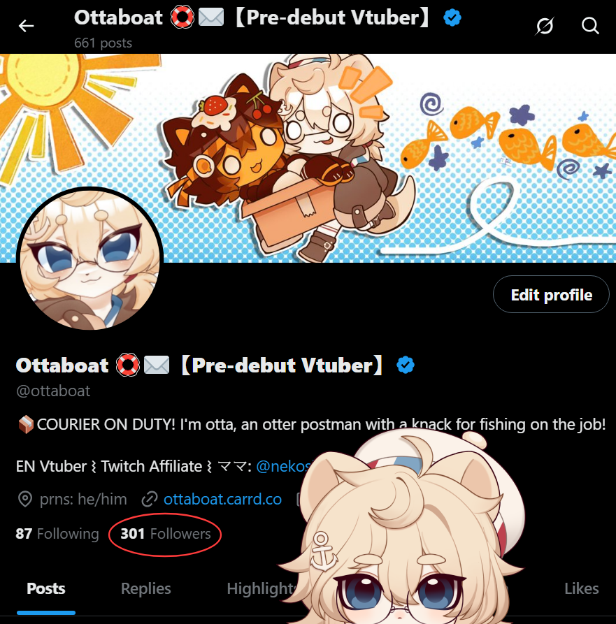ottaboat's tweet photo. UWAAAAAAAAH~ YOU GUYS ARE AMAZING!! 
we got to 300 in just a few months!! OTTA SAYS THANK CHUUU (˶>⩊<˶) 🦦 https://t.co/2RfDp8Hjn3
