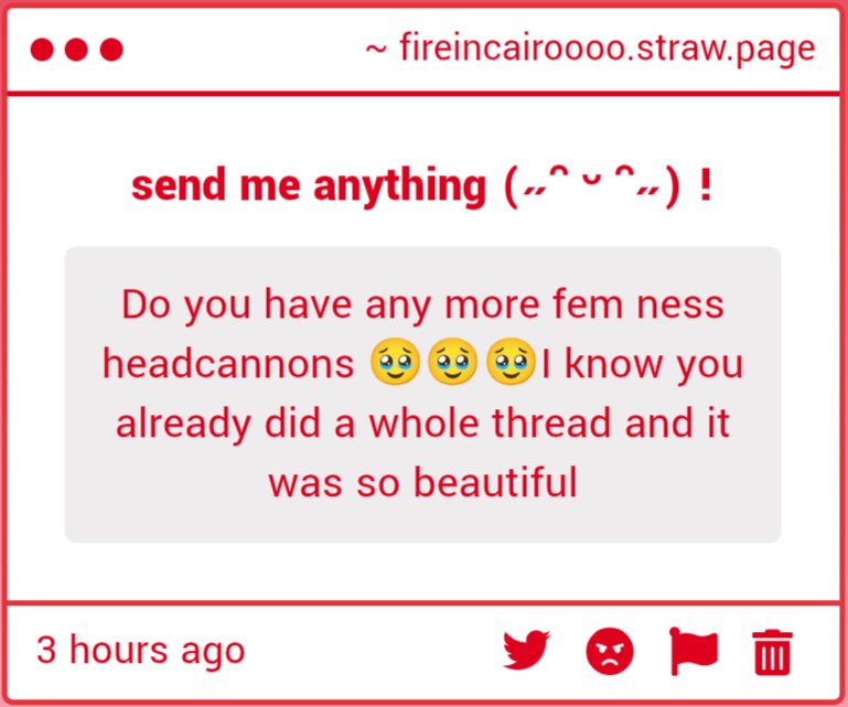 fireincairoooo's tweet photo. OF COURSE I HAVE FEM NESS HCS one of my recent favs is that she is a PASSIONATE fruit enthusiast and insists on buying all of her fresh produce locally. she would love going to those picking patches where you can pay to walk around a farm and pick your own fruit!! https://t.co/QVKfN2UbmB