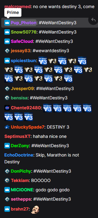 ElusiveWolfLive's tweet photo. It is a sereal experience watching the Playstation State of play and seeing 90K+ people all writing in chat #wewantdestiny3 https://t.co/2u9ZSggbc0