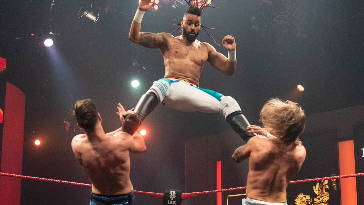 NXTUK_Legacy's tweet photo. June 2, 2022:
At BT Sport Studios, The Hottest Team Under the Sun (@ashtonsmith_uk & @TheMainManOro) def. #MoustacheMountain (#TylerBate & @trentseven) and #DieFamilie (@Metehan1Baba & @RavenousRohan) in a Triple Threat Match to win the #NXTUK Tag Team Championships.
๐ธ WWE https://t.co/DDaHnjcyux