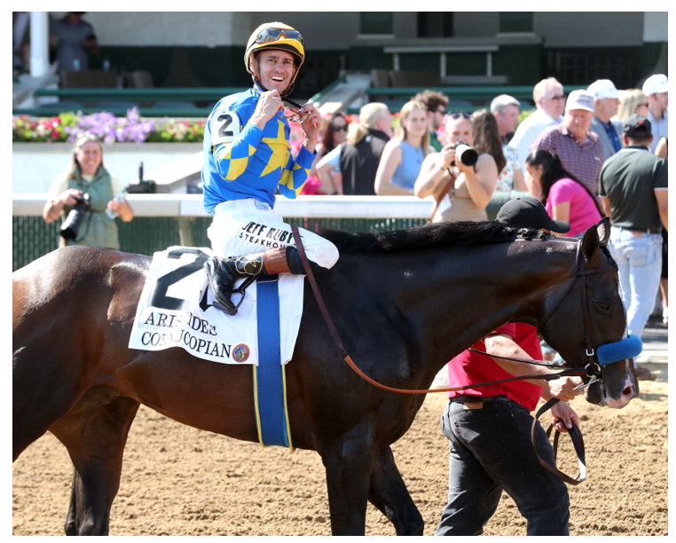 GaryDougherty's tweet photo. Flavien Prat scores twice in Graded Stakes races at Churchill Downs Saturday.

Bringing his' 26 total to 2⃣1⃣, eight more than his closest rival.

Prat is dominating the biggest races around the country going 123-498, 25% in Graded Stakes since 2024. 40 more than the next rider. https://t.co/AQqoZn5N7K