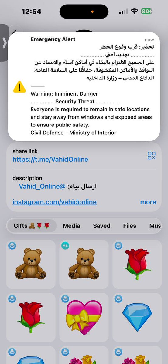 Vahid's tweet photo. از داراب در استان فارس پیام‌هایی درباره شلیک موشک دریافت می‌کنم.
هم‌زمان اسکرین‌��ات‌هایی هم از کویت دریافت می‌کنم درباره  اعلام هشدار
چهارشنبه ۱۳ خرداد #Iran https://t.co/GgTSG04aOJ