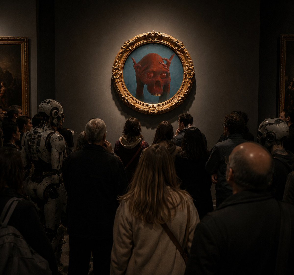 Jediwolf's tweet photo. It’s fascinating to watch that energy return to the artist a hundredfold - long after all Skulls of Luci were gifted.

Transferred Violence by Sam Spratt is now part of @ape6743 collection https://t.co/qmnlibUXKg