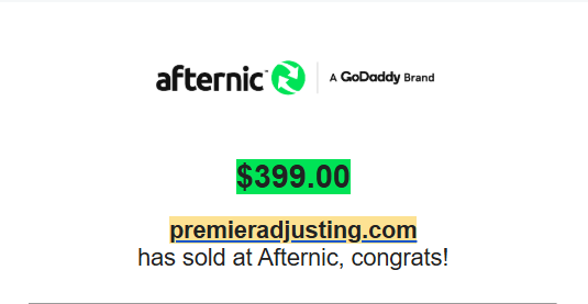 domainjobcom's tweet photo. One of the biggest mindset shifts in domaining :
Even “boring” names sell.
Just closed premieradjusting .com for $399 on Afternic.
No fancy brand. No made-up word.
Just good keywords + someone who needed it for their business.
This is the unsexy truth in 2026 :
Consistency beats chasing 6-figure unicorns. 
1/2
2/2
Moral of the story:
Keep registering. Keep listing. Keep patient.  
The $399 sales add up and keep the lights on while you hunt the big ones.
Who closed anything this week — big or small?