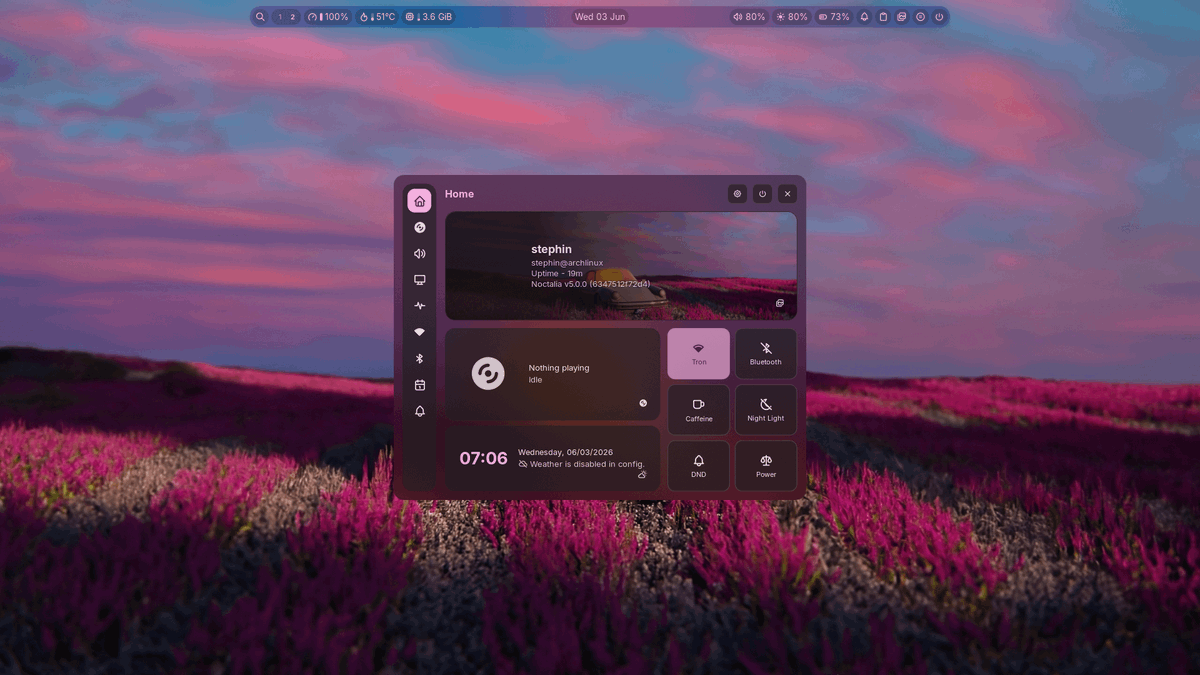 [niri] noctalia v5 is awesome. Link: https://t.co/tNjBonFh3c #unixporn ...