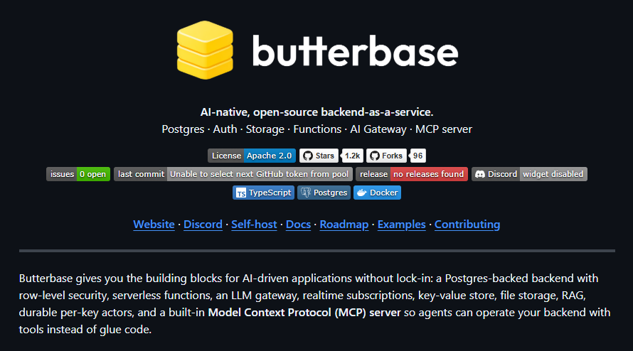 ErickSky's tweet photo. ¿Supabase y Firebase te quitaron todo tu dinero?

Butterbase acaba de abrir su código. Backend completo open-source + IA nativa incluida:

- Postgres con RLS
- Auth + OAuth
- Storage
- Functions
- AI Gateway
- MCP Server (para que tus agentes usen tu backend como herramientas reales)

O sea… ya no necesitas pegar código manual para que Claude, Cursor o tus agents interactúen con tu base de datos. 

Todo expuesto como tools.

Self-host o usa su managed.

REPOOO👇