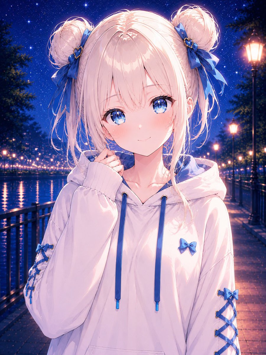 himerisia's tweet photo. 一緒に散歩しよ？🌙💙🌸

#姫ナイト #オリキャラ #DaysAI #AIイラスト #AIart https://t.co/air0M6jKon