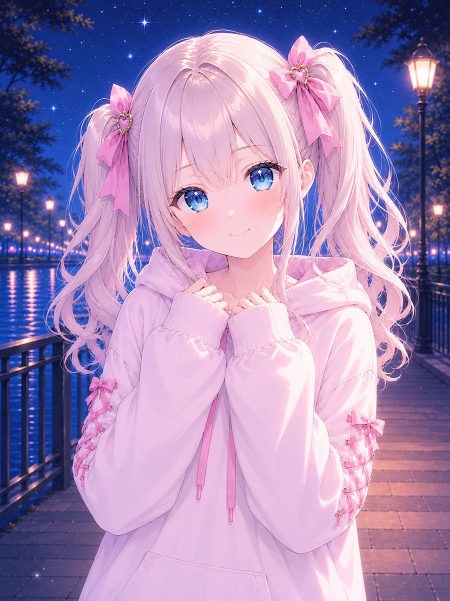 himerisia's tweet photo. 一緒に散歩しよ？🌙💙🌸

#姫ナイト #オリキャラ #DaysAI #AIイラスト #AIart https://t.co/air0M6jKon