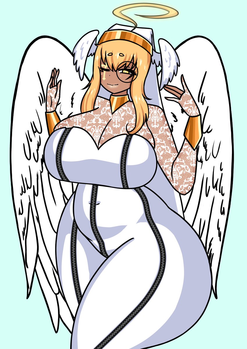SuccubusViper's tweet photo. Um, this was a vision requested by the Overlord, and it's me as an angel! I-It's a bit too bright, but what do you all think? Does it suit me?

https://t.co/IB4L9DXX0x https://t.co/0kUUMlIBJY