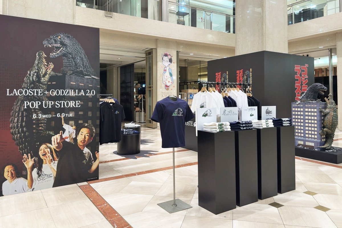 LACOSTE 京都高島屋店 POP UP STOREがオープン！ 「LACOSTE＋GODZILLA
