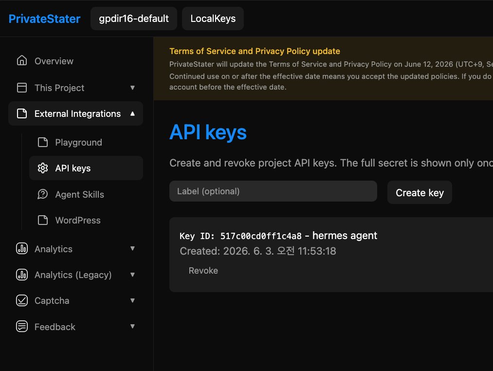PrivateStater's tweet photo. #hermesagent has summarized website performance using PrivateStater's OpenAPI.

If you are using openclaw or hermes, give it a try.

Prompt: "Use the privatestater openapi to summarize the performance of my website <your website id>. The api key is <your api key>." https://t.co/vxMv3kW6Lk