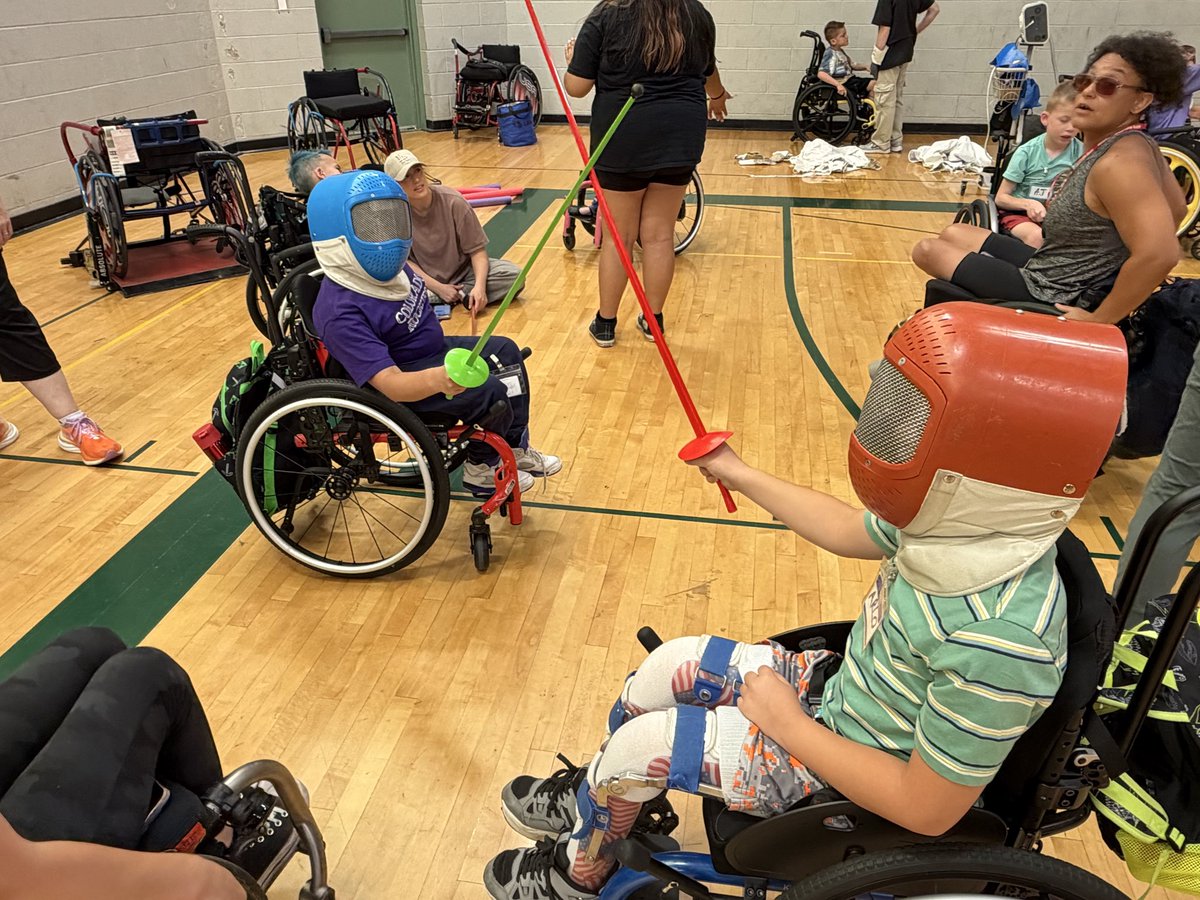 blwickoren's tweet photo. The 43rd Annual Colorado Junior Wheelchair Sports Camp hosted at Aurora Central High School.  Day 2 of camp! Fencing, Football, Volleyball, &amp; Fishing
@aurorak12 @MoveUnitedSport @Movement4All https://t.co/9g22QnqWoi