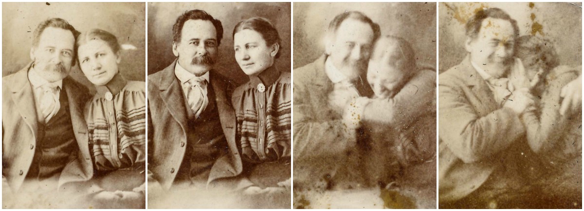 Spoiler_Dog's tweet photo. @bandy1803 It isn't quite the same thing, but I always think of this set of pictures of a husband and wife, where you can see them go from the stiffness of a formal portrait separated from us by an ocean of time into what we recognize as just normal people. https://t.co/i9JnKAx3W7