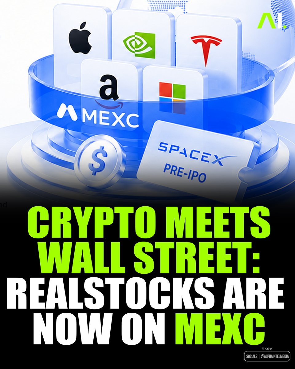 AlphaIntelMedia's tweet photo. Crypto Meets Wall Street: RealStocks Are Now on MEXC 📈

The future of global market access is no longer just crypto or traditional finance.

It’s both, in one platform.

With stocks now available on MEXC, users can access real US stocks directly using USDT, making it easier to buy shares of global companies like Tesla, NVIDIA, Apple, and Amazon without the usual complicated brokerage process.

No foreign bank account.
No international bank transfers.
No switching between multiple platforms.

Just easier access to global markets through crypto-powered infrastructure.

What makes RealStocks different is that users are not only getting price exposure. Through MEXC’s real US broker-backed stock trading access, users can trade real US stocks using USDT, bringing them closer to actual stock market participation in a simpler and more accessible way.

With RealStocks on MEXC, users can enjoy:

✅ Buy US stocks using USDT
✅ Real US stock access through broker-backed infrastructure
✅ Simple activation through your MEXC account
✅ Crypto and traditional finance in one ecosystem
✅ Easier access to global companies

What makes this bigger is that MEXC is not only bringing users closer to US stocks, but also to the future of real-world assets, stablecoin-powered access, and global market participation.

Crypto exchanges are evolving.
Global markets are becoming more accessible.
And MEXC is helping lead the shift.

RealStocks are here. Trade real US stocks on MEXC using USDT.

#MEXC #USStocks #Crypto #Web3 #WallStreet #TradFi