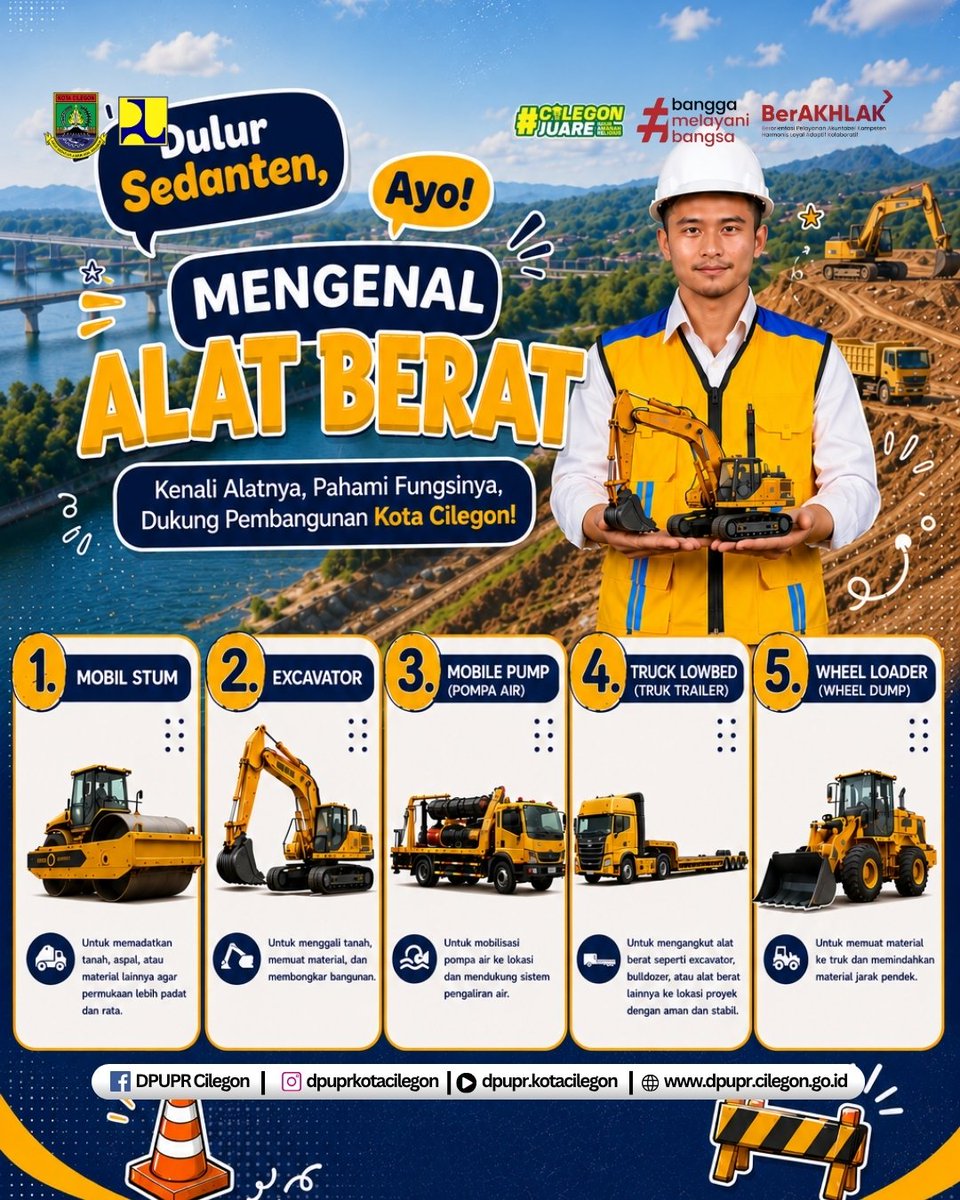 dpuprcilegon's tweet photo. 🚧 DULUR SEDANTEN, AYO MENGENAL ALAT BERAT! 🚧
#DPUPRKotaCilegon #CilegonJuare https://t.co/mEplwfBqUQ