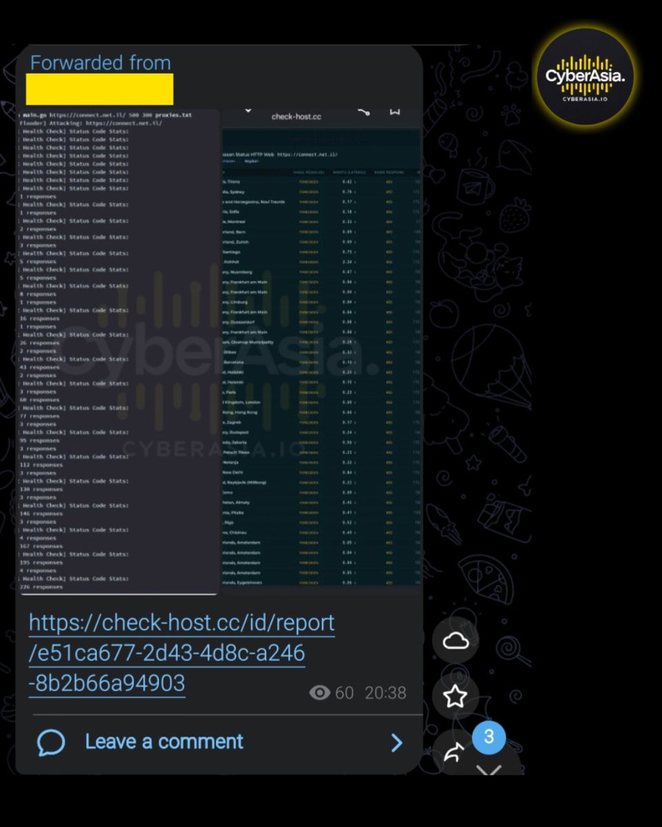 cyberasia_io's tweet photo. 🚨 Israel Alert 🇮🇱

Hacker group #RipperSec launched a coordinated DDoS (Distributed Denial of Service) attack against https://t.co/elezq3zXLa, an Israeli communications service platform.

#CyberAttack #DDoSAttack #Israel #ConnectNet https://t.co/Ra7ZcOATsY