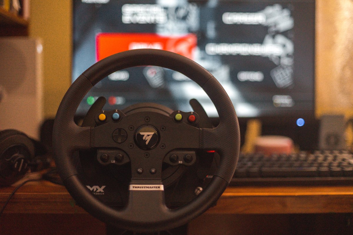 RobbieArchitect's tweet photo. Just get any @TMThrustmaster that is on discount on Amazon and works for your console + PC. I have a TMX and it works great on both Xbox and PC. Are there "better" wheels? Yeah but they cost 10x as much. If you end up enjoying it then you can upgrade your pedals or  add a shifter https://t.co/jzvlNNo5Wt