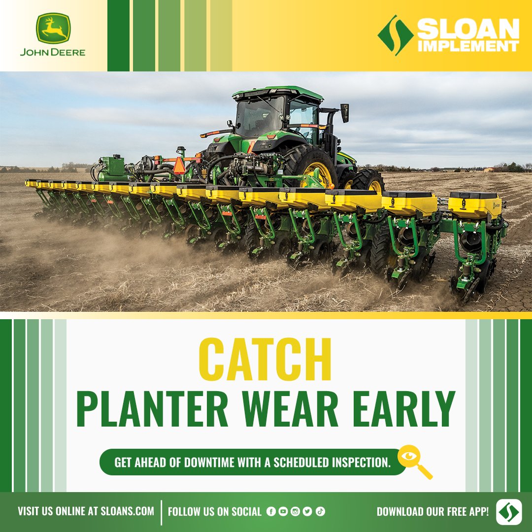 sloanimplement's tweet photo. Planting may be wrapping up, but planter service season is here. Schedule a post-season inspection to catch wear early and stay ready for next spring.
Schedule your inspection today.
#SloanImplement #PlanterInspection #FarmService #InspectionSeason https://t.co/9h58Pm26aG