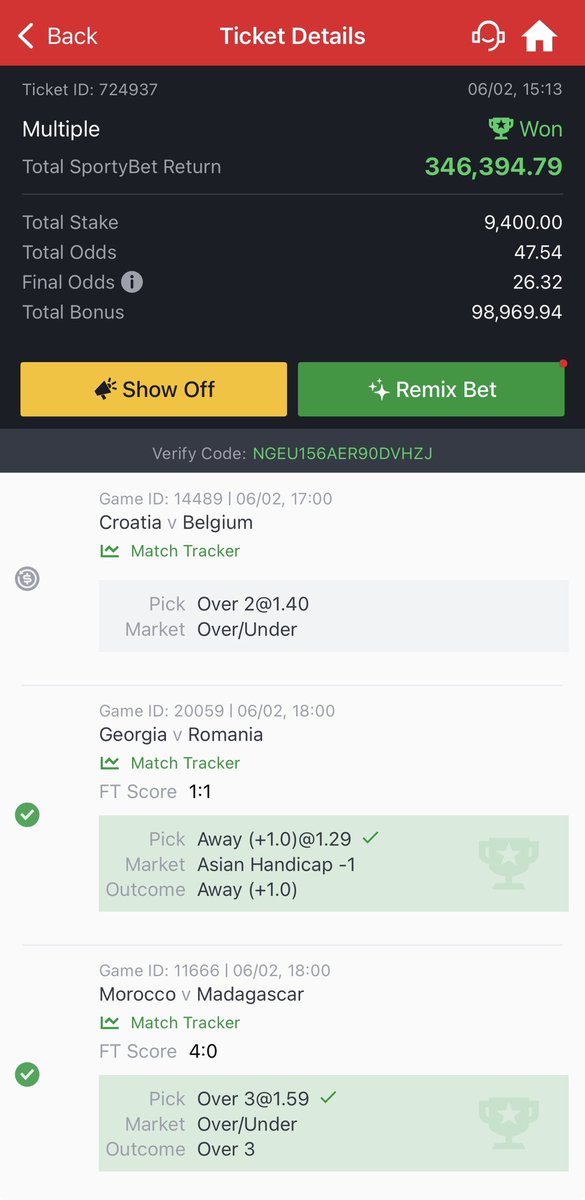 khallythegrea8's tweet photo. 2nd boom in 3 days @39billion ✅…I no know why @SportyBet voided Al karma game o?? https://t.co/TImHkoFeM7