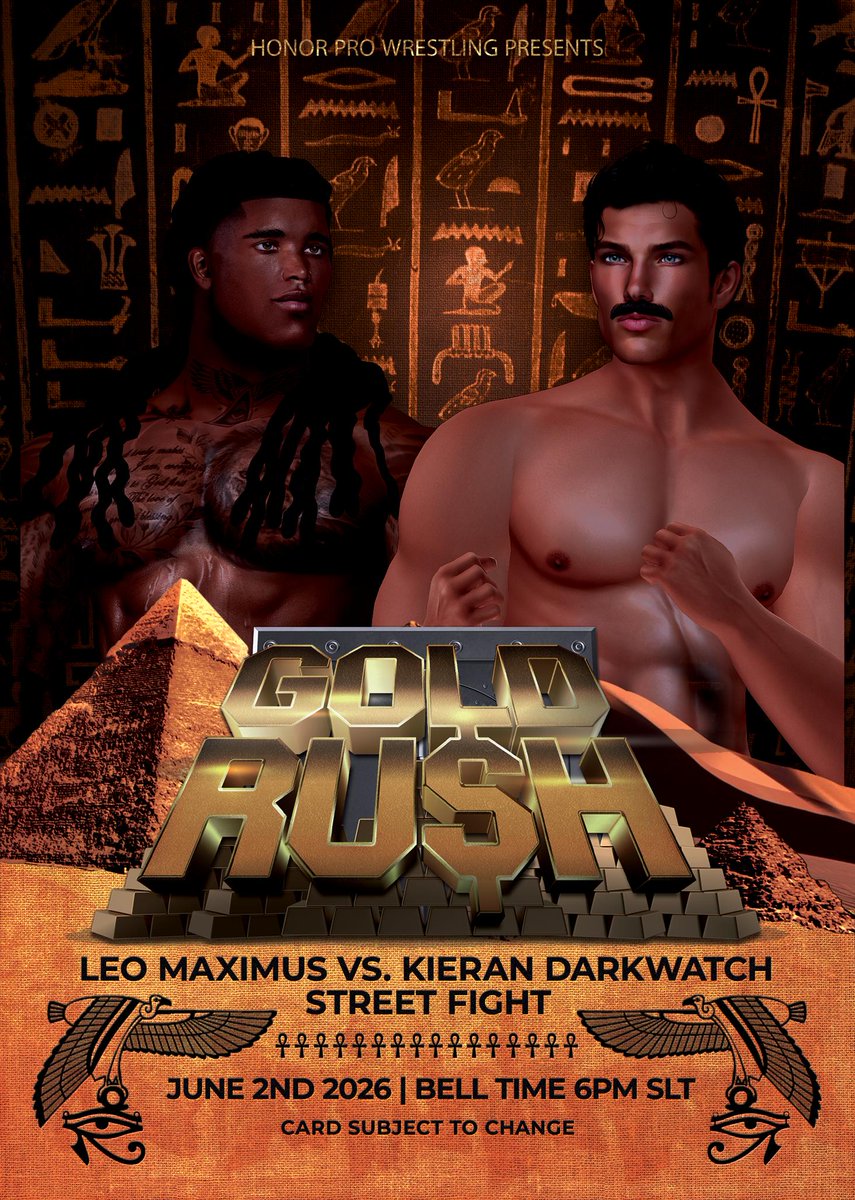 HonorPro_SL's tweet photo. Gold Rush in Egypt in 2 hours!

Match 1: Street Fight: Kieran vs Leo
Match 2: Triple Threat: Malachi vs Hammer vs Drake
Match 3: European Championship-Hell in the Cell: Isabel vs Richy
Main Event: Men's World Championship: Wyatt vs JB Barbosa

https://t.co/9MNMK5FUpr https://t.co/ihrPuM6ROS
