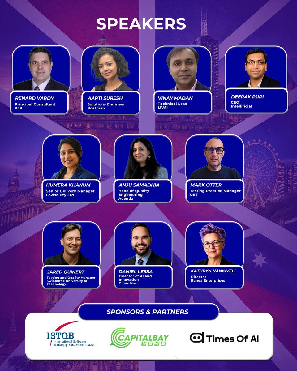 testingmindcon's tweet photo. As AI adoption grows and software systems become more complex, are your testing strategies ready for what's next?

Join industry leaders as they explore the future of software testing and AI-driven quality practices at #TASMelbourne on 18 June 2026.

🔗: https://t.co/uK3ltmmXvo https://t.co/tEZzXYih1b