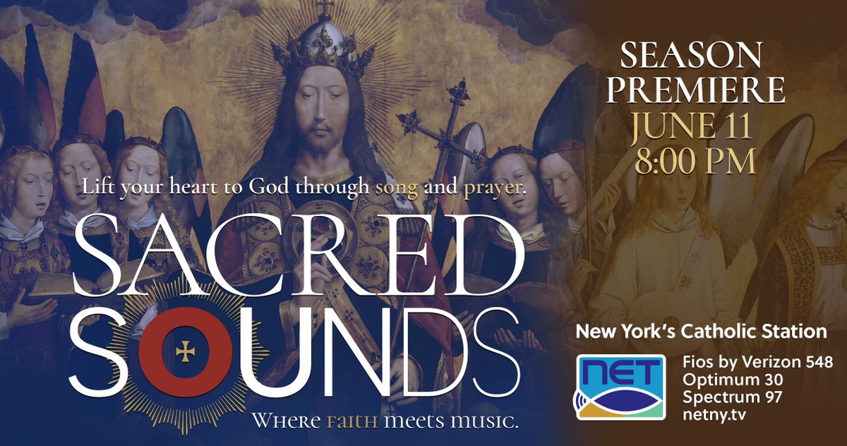 NETnyTV's tweet photo. Season premiere: June 11 at 8:00 PM. 
Where faith meets music. Experience the power of Catholic music like never before. Sacred Sounds brings you performances, stories, video recaps from the artists who lift hearts to God through song and prayer. 
Watch: https://t.co/prZobU4gb7 https://t.co/zHTiAD7SeT