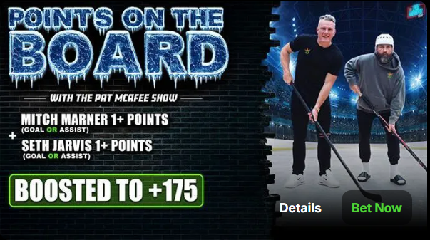 PlusBoosts's tweet photo. Draftkings: Points on the Board Boost - Marner &amp; Jarvis 1+ Pts EACH
Boosted to: +175
EV: 💹6%

At least it's +EV

I'd max up to .85u https://t.co/roVU6xMv5U