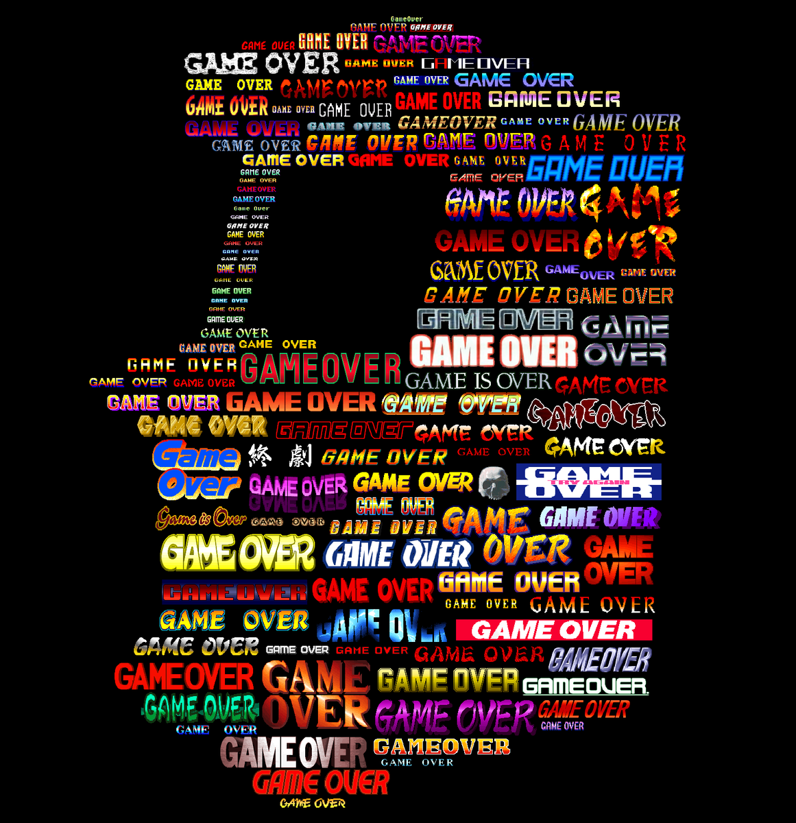 GohBilly1's tweet photo. An old collage with over 120 Game Over logos from various fighting games. https://t.co/ktWgglHySn
