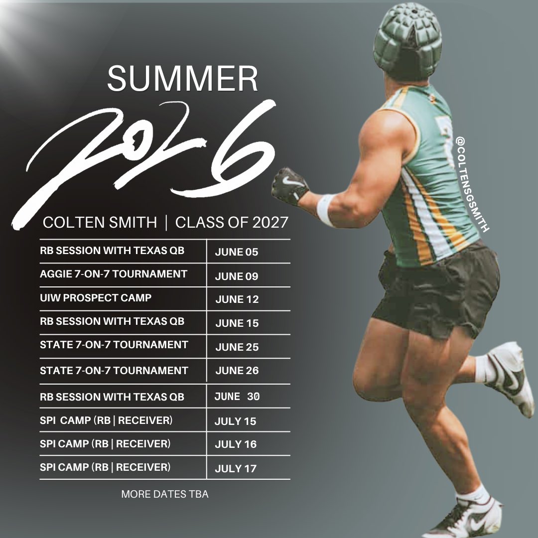 ColtenSGSmith's tweet photo. Fired up for this summer 🔥🔥 @Adrian__Duncan @mfarrellsports @_Cward_ @coach_muhl @ChrisSBSmith @CutterPBSmith @ThatSmithLife https://t.co/A9IahrfH7d