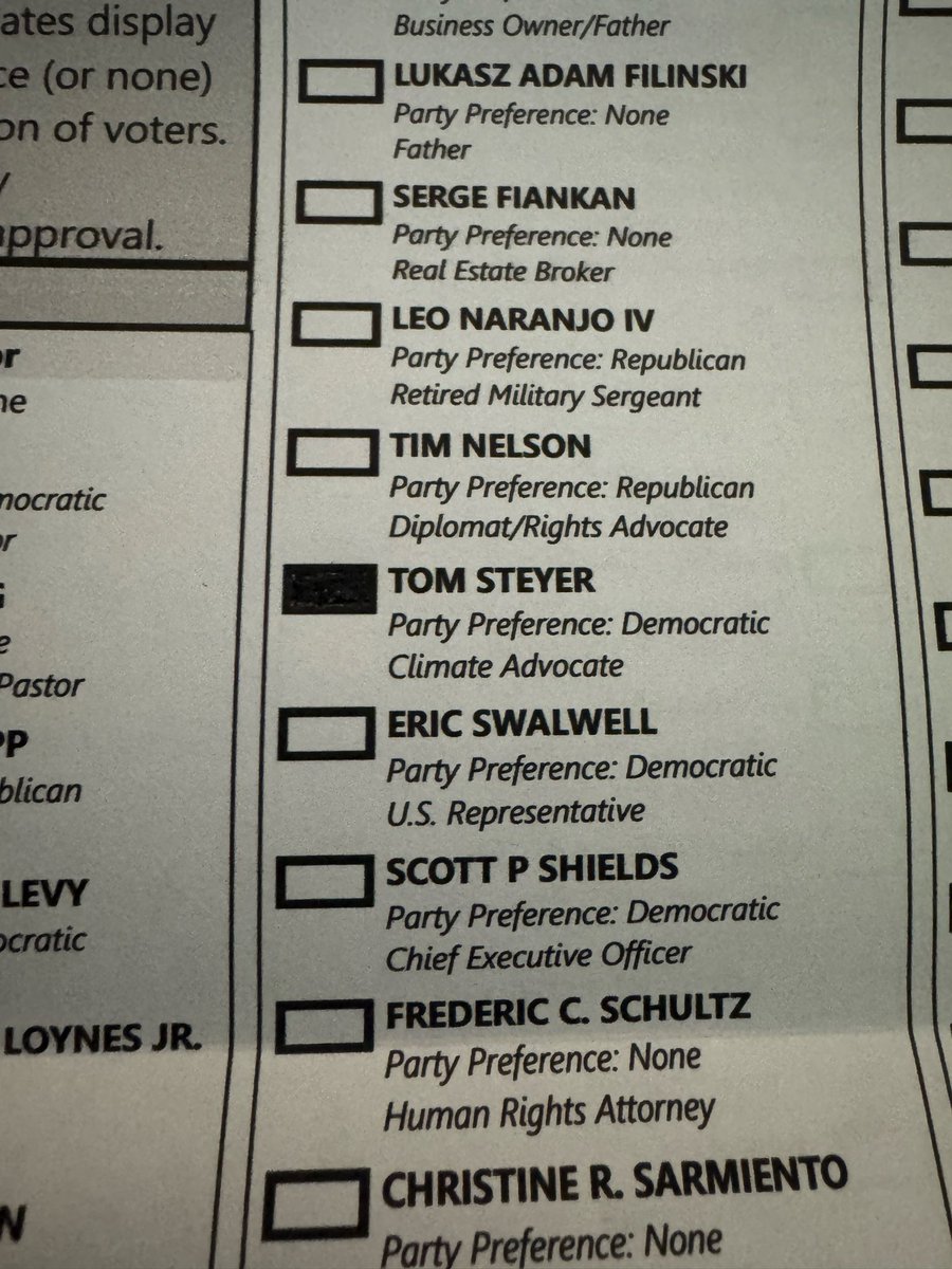 ApolloFNC's tweet photo. Californians please go out and VOTE today!

Praying to god Tom Steyer gets a win today 🙏 This state needs a strong progressive government https://t.co/JGhFWoj1oL