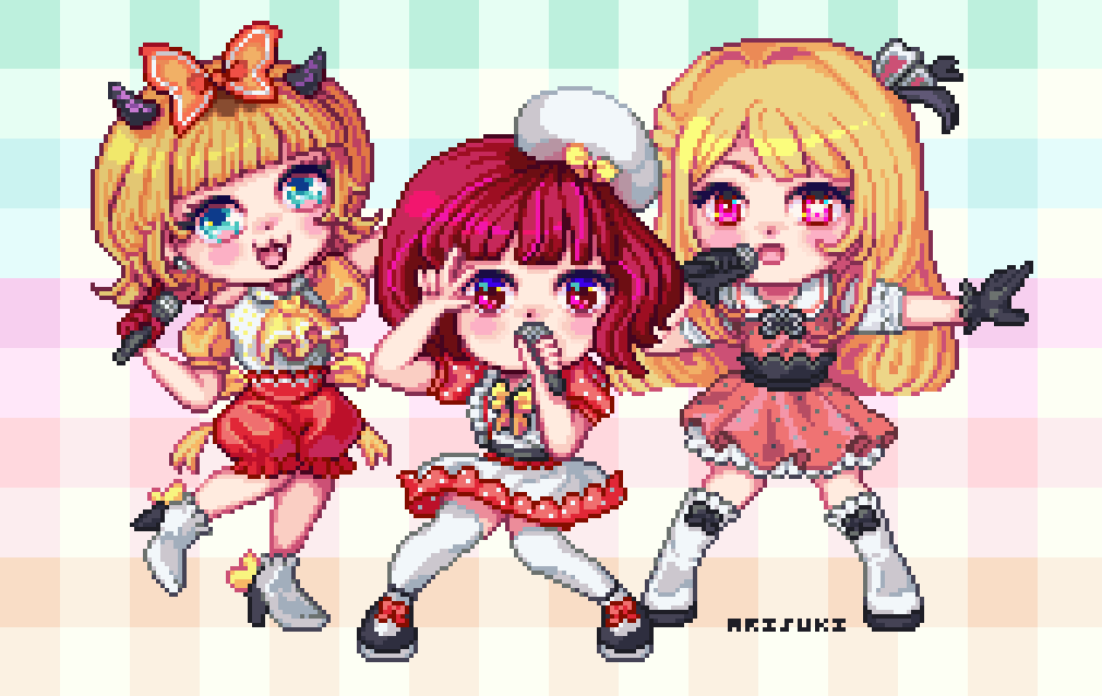 Alisuca3's tweet photo. I'm back from a long hiatus with some oshi no ko pixels! Just had to draw b-komachi, Ruby is the rubesty and Kana deserves so much better. https://t.co/Nz2cnDN7h8