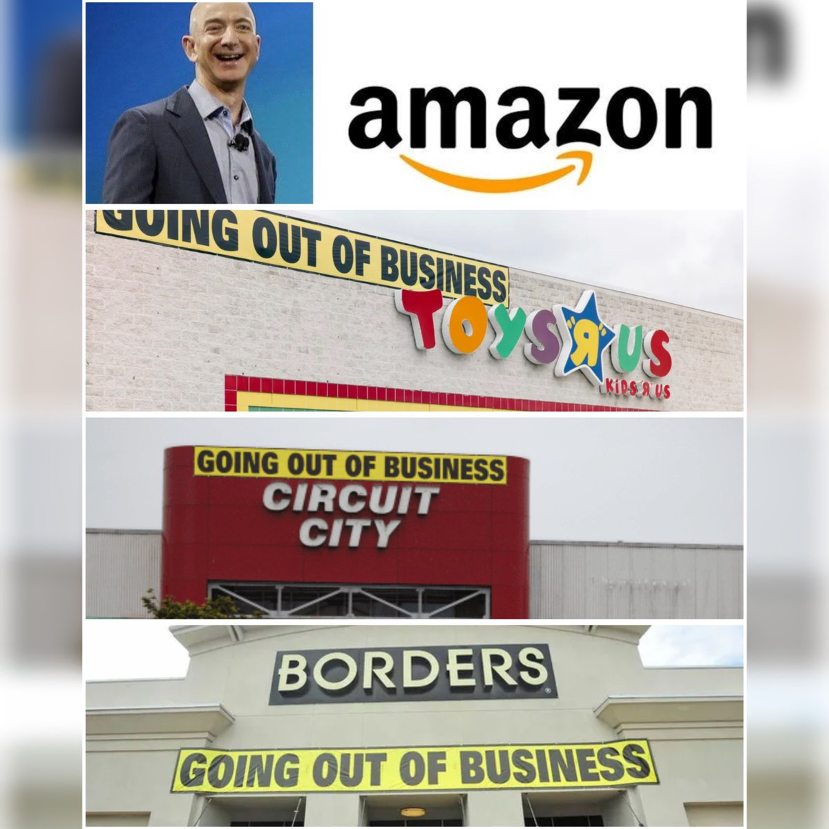 VHSDVDBLURAY4K's tweet photo. This is your reminder that Amazon was directly responsible for putting your favorite retailers out of business https://t.co/wXHbalm3Hk