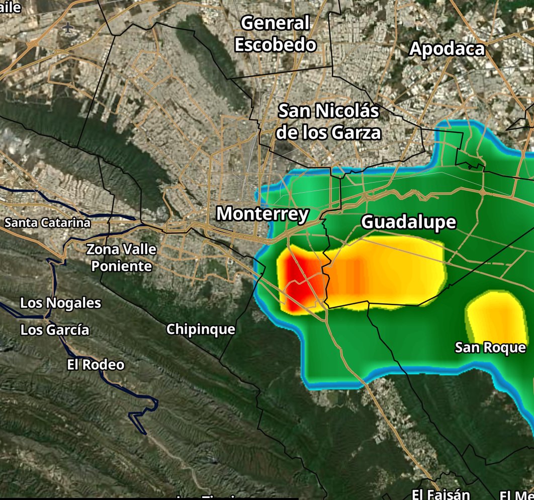 davidfaz's tweet photo. Lluvia moderada a fuerte sobre Guadalupe, Juárez y sur de #Monterrey. Chubasco se desplaza lentamente al oeste. Mucha precaución al conducir en los próximos minutos.

Radar 17:10 horas https://t.co/gm48xoNOnC