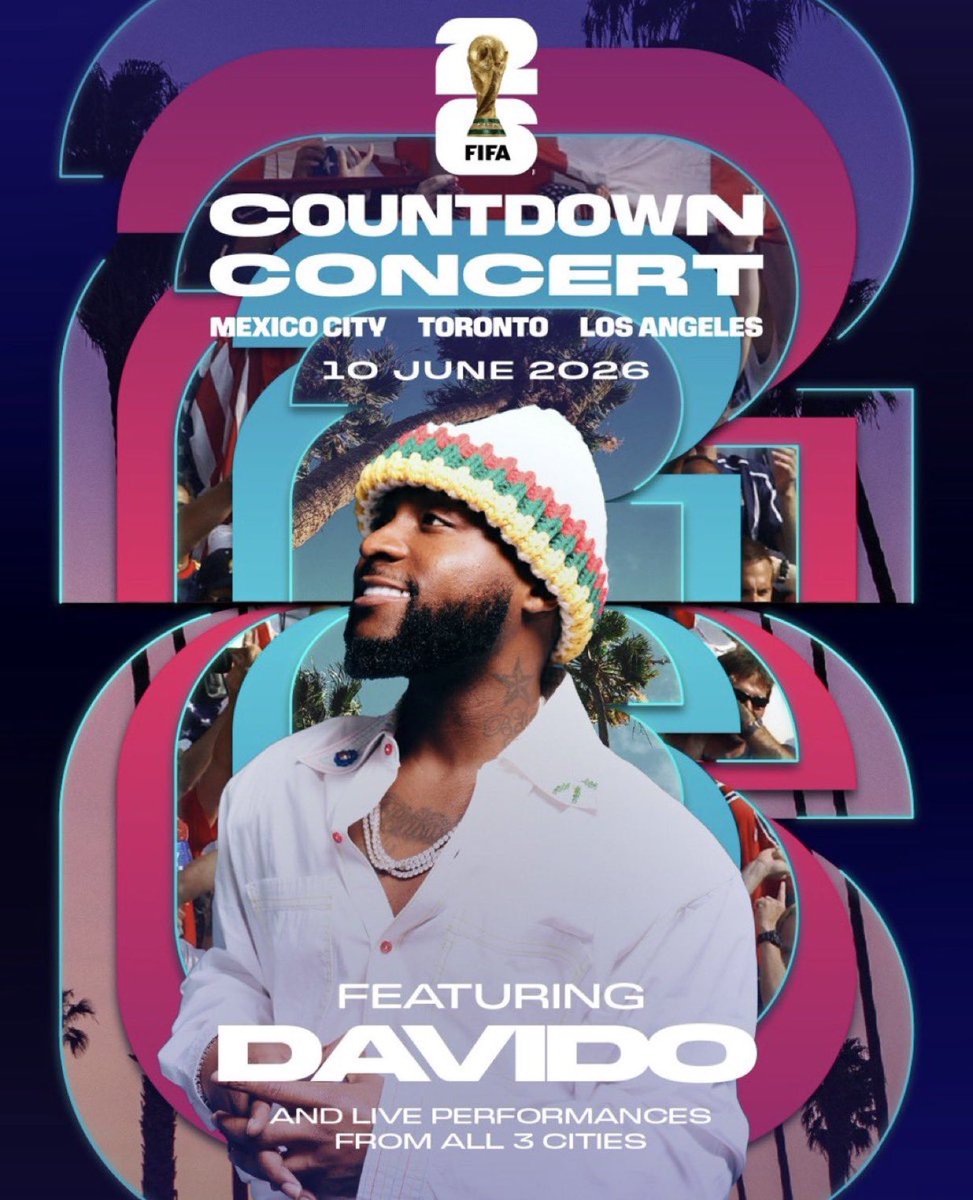 STFUPALMER's tweet photo. Global superstar Davido will take the stage at the FIFA World Cup Countdown Concert at the https://t.co/vaHQZqn99G Arena in Los Angeles, performing in front of 20,000 fans. 🐐❤️⚽️ #FIFAWorldCup https://t.co/qvPUEjtL7v
