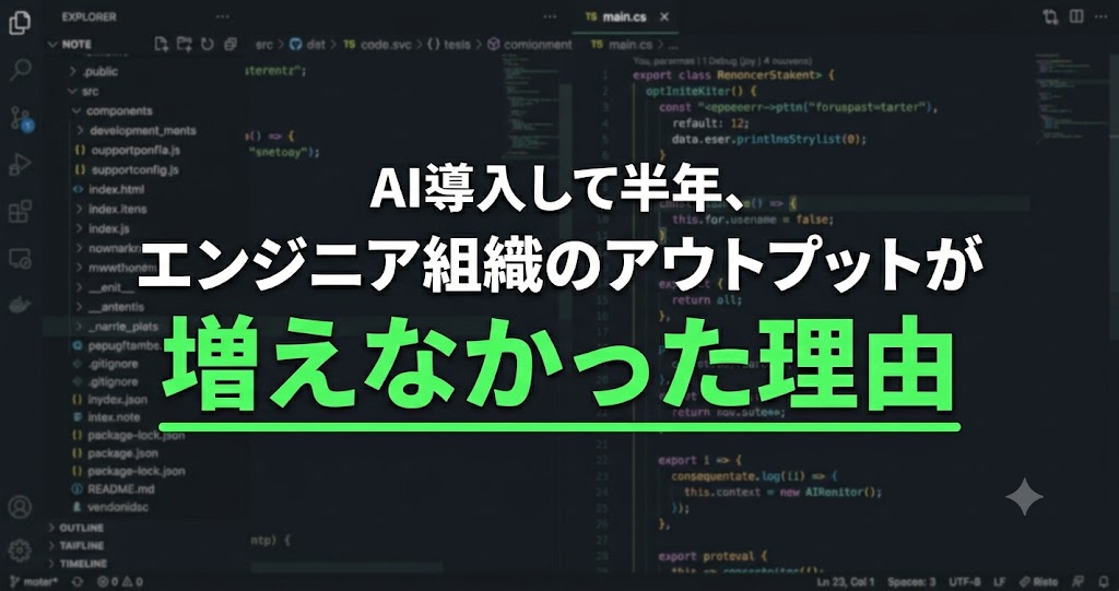 yuichiro826's tweet photo. 「AIツール入れたのに開発速度変わらない」ってなんで？ Findyでも同じ壁にぶつかりました。半年間ずっと。

AIの支援を受けた機能開発の割合は増えているのに、開発全体のアウトプットはほぼゼロ成長。

振り返ると勉強になるのですが、シニアエンジニアは生産性が上がっていて、若手は逆に下がっていました。理由はAIへの指示を出す基礎知識の差でした。

その後の改革はテスト・CI/CDの土台を整えたことと、AI推進の専任を1人立てたことから。若手も基本情報を取ったり頑張りました。

今では、Claude Codeで並列開発になっており、PR作成数が前年比1.5倍に。

この1年のFindyエンジニア組織の試行錯誤をnoteに書いたのでぜひ読んでみてください！

↓↓↓